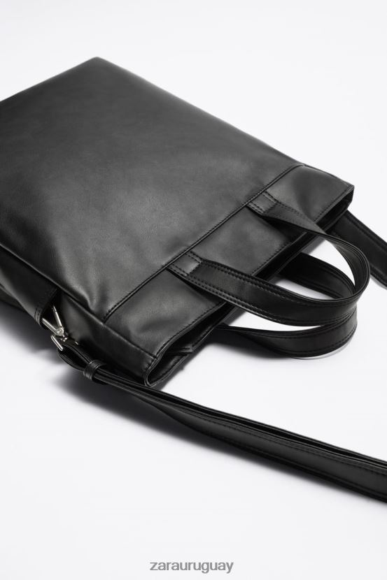 Zara bolso tote suave con dos bolsillos hombres H6RHL21336 negro accesorios
