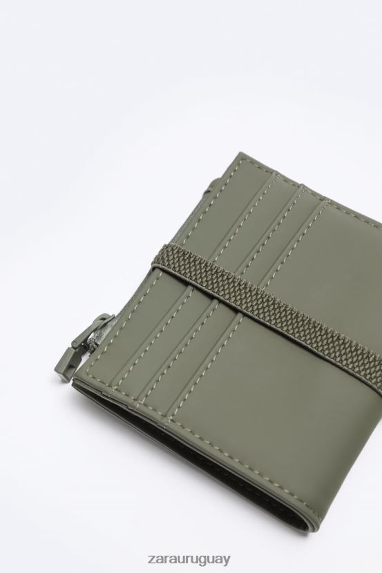 Zara cartera de goma con cremallera hombres H6RHL21341 verde caqui accesorios
