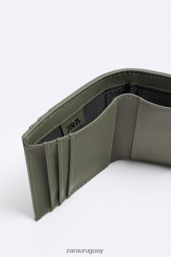 Zara cartera de goma con cremallera hombres H6RHL21341 verde caqui accesorios