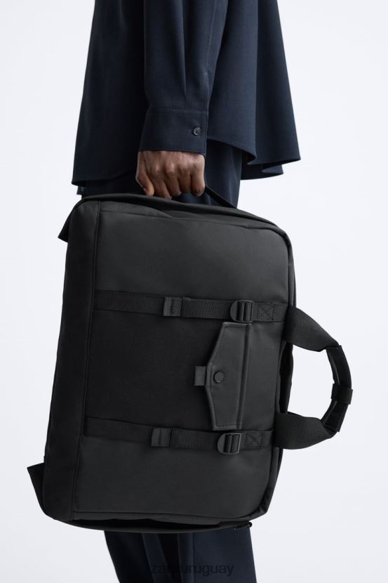 Zara maletín multifuncional de goma hombres H6RHL21297 negro accesorios