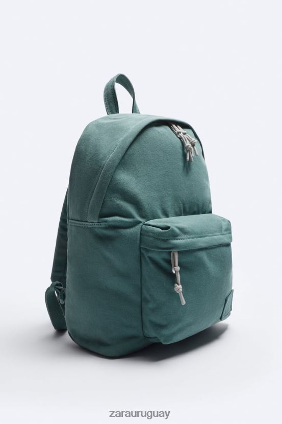 Zara mochila de lona lavada hombres H6RHL21294 verde accesorios