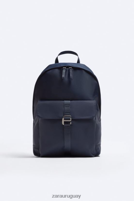 Zara mochila de nailon hombres H6RHL21304 azul accesorios