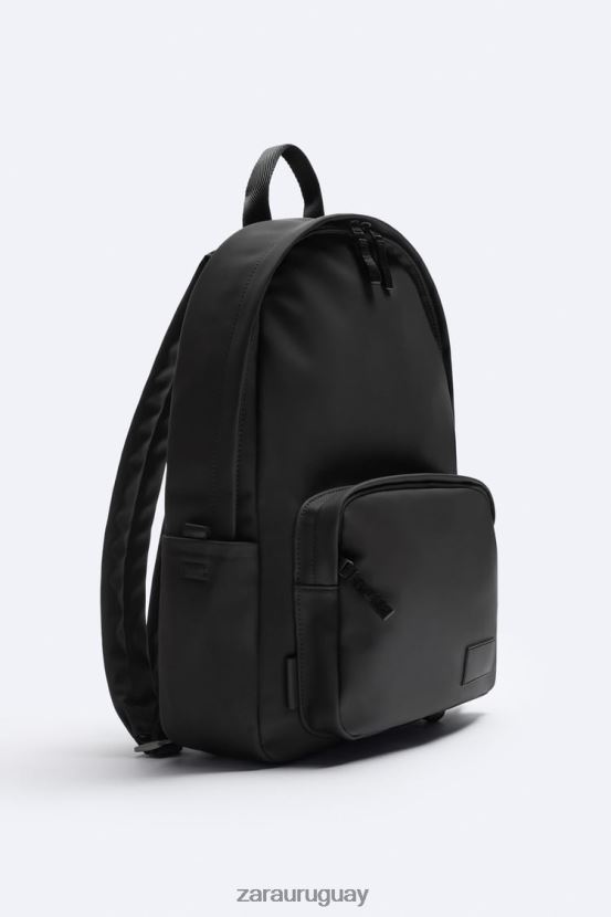 Zara mochila delgada de goma hombres H6RHL21295 negro accesorios