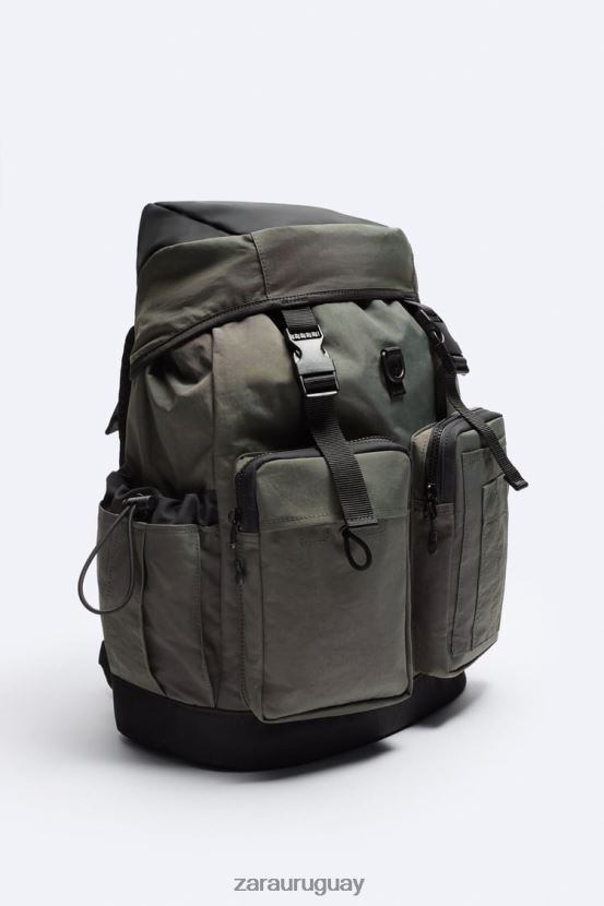 Zara mochila exploradora técnica hombres H6RHL21286 verde caqui accesorios