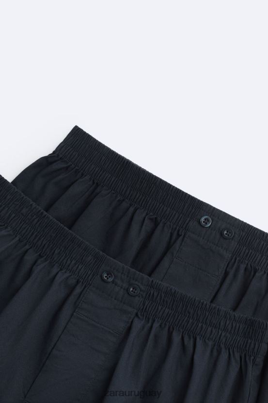 Zara Pack 2 boxers popelina rayas hombres H6RHL21413 Azul marino accesorios