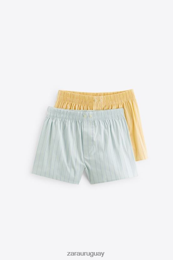 Zara pack de dos bóxers de popelina a rayas hombres H6RHL21416 varios accesorios
