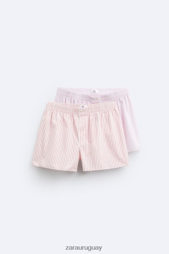 Zara pack de dos bóxers de popelina a rayas hombres H6RHL21417 varios accesorios