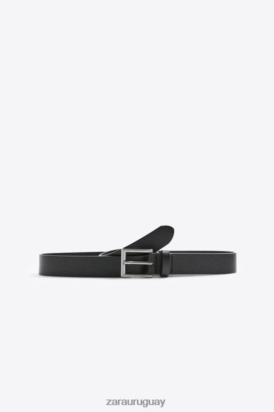 Zara cinturón de cuero hombres H6RHL21455 negro accesorios