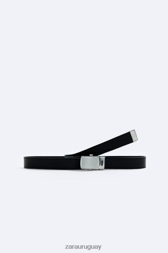Zara cinturón de cuero hombres H6RHL21465 negro accesorios