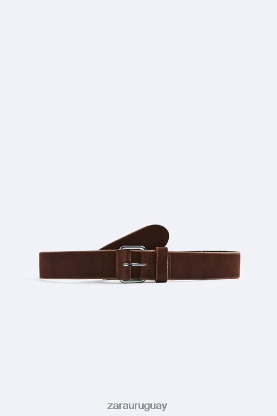 Zara cinturón de cuero hombres H6RHL21468 marrón accesorios