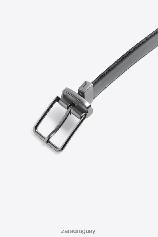 Zara cinturón de cuero reversible hombres H6RHL21477 negro accesorios