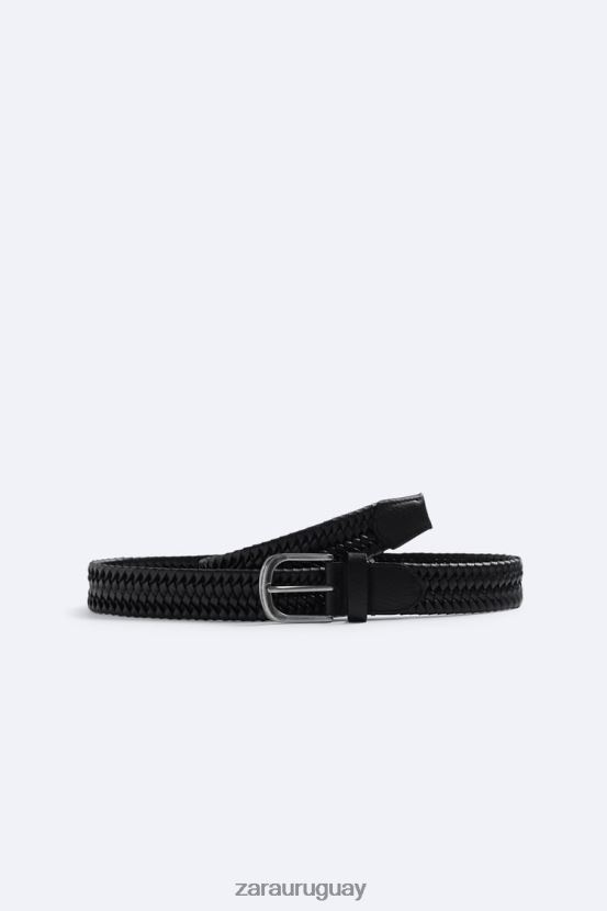 Zara cinturón tejido elástico hombres H6RHL21470 negro accesorios