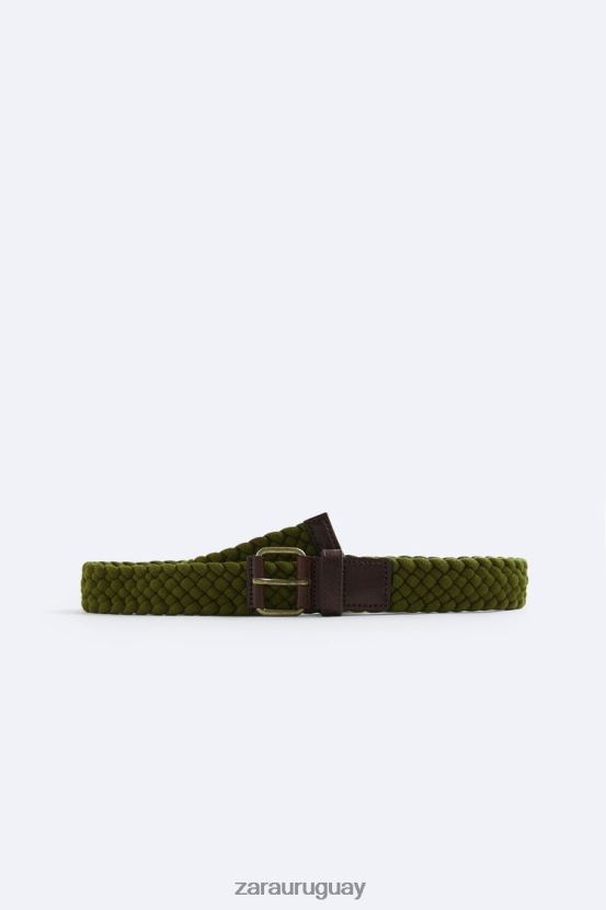 Zara cinturón tejido hombres H6RHL21472 verde accesorios