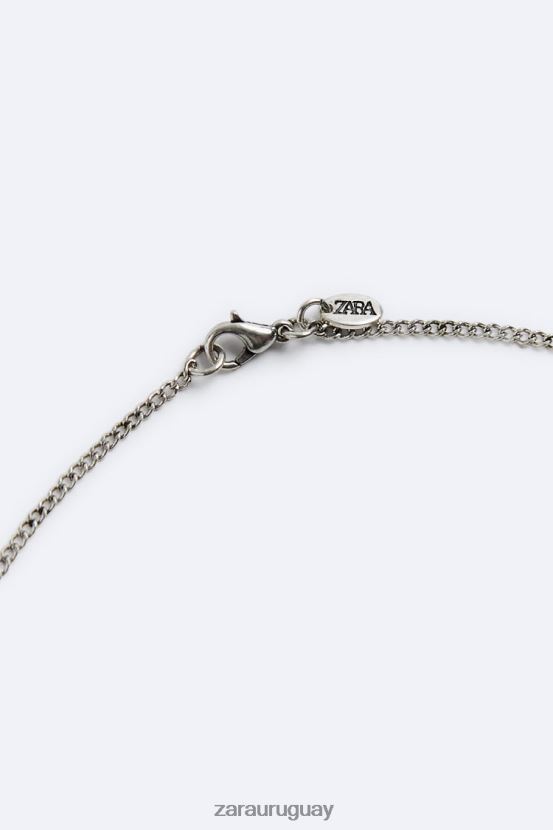 Zara cadena colgante geométrica hombres H6RHL21495 plata accesorios