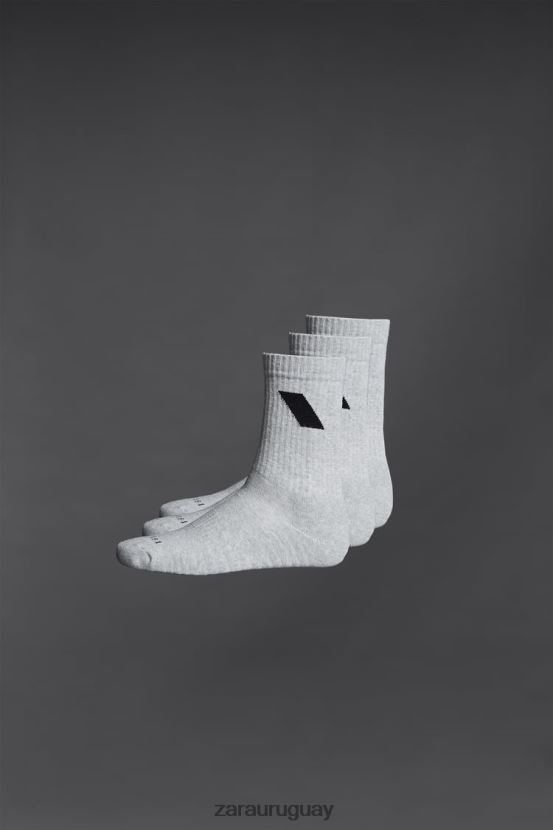 Zara paquete de 3 calcetines deportivos hombres H6RHL21409 marga gris accesorios