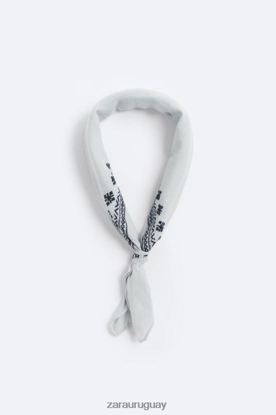 Zara bandana con bordado geométrico hombres H6RHL21396 cielo azul accesorios