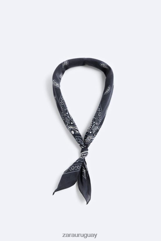 Zara bandana con estampado de cachemira hombres H6RHL21393 Azul marino accesorios