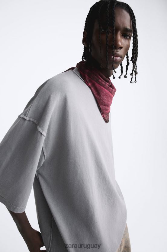 Zara bandana estampada con efecto denim hombres H6RHL21397 fucsia accesorios