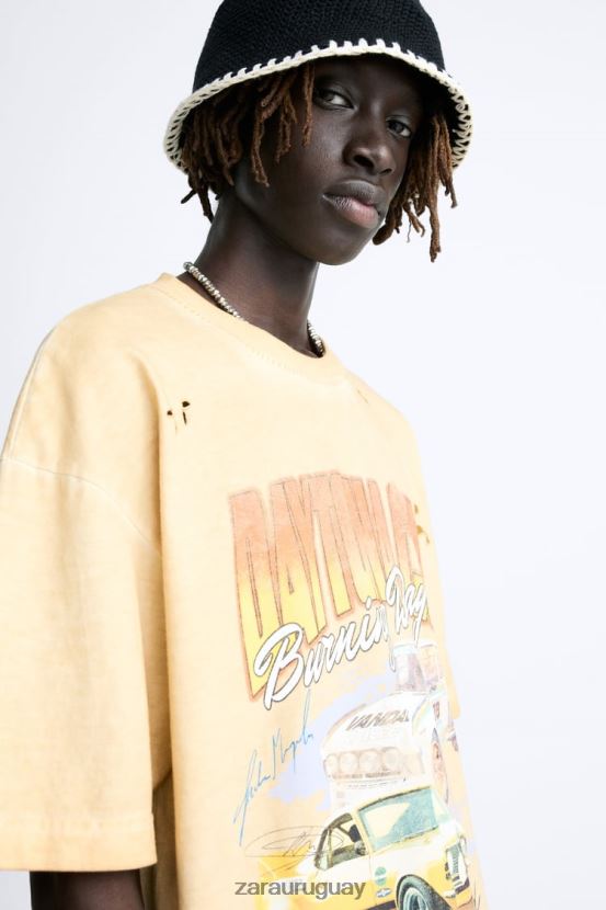 Zara gorro de crochet en contraste hombres H6RHL21439 negro accesorios