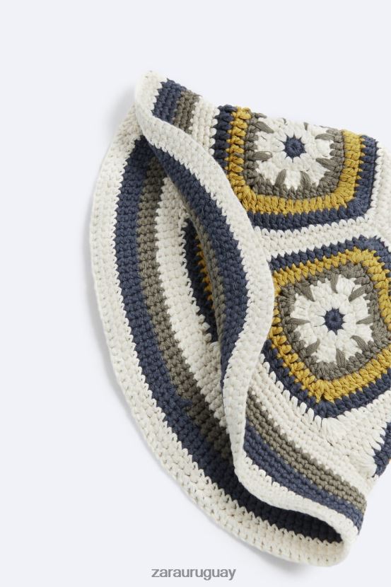 Zara sombrero de cuadrados de ganchillo hombres H6RHL21441 crudo accesorios