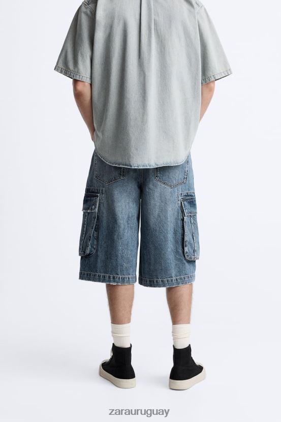 Zara shorts cargo holgados hombres H6RHL21246 azul ropa