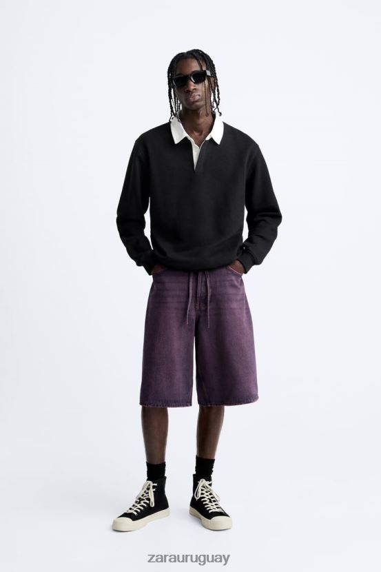 Zara shorts de mezclilla de corte ancho hombres H6RHL21240 rosa ropa