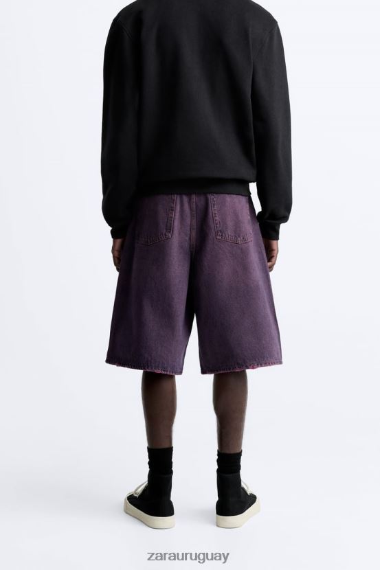 Zara shorts de mezclilla de corte ancho hombres H6RHL21240 rosa ropa