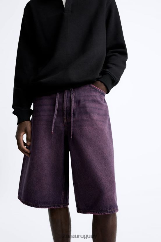 Zara shorts de mezclilla de corte ancho hombres H6RHL21240 rosa ropa