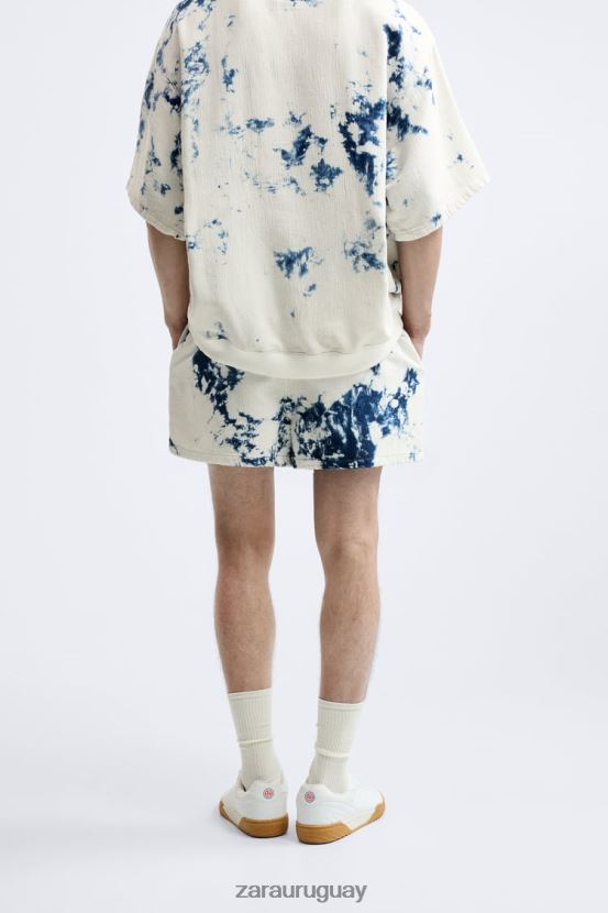 Zara shorts de mezclilla teñidos anudados hombres H6RHL21237 ostra blanca ropa