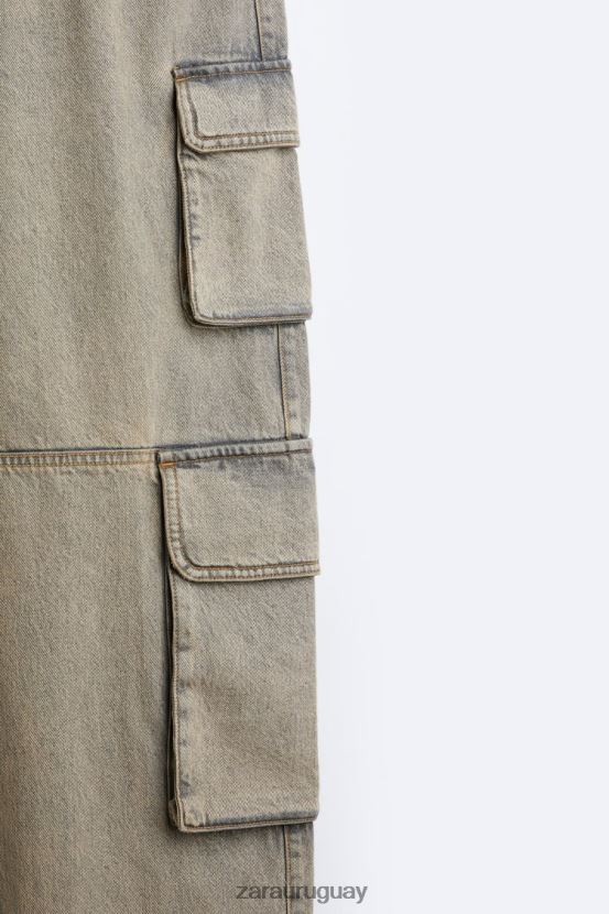 Zara jeans cargo utilitarios hombres H6RHL2956 gris/beige ropa