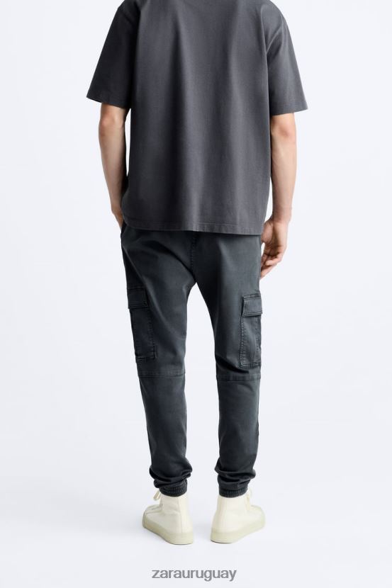 Zara pantalones cargo suaves hombres H6RHL2965 gris medio ropa
