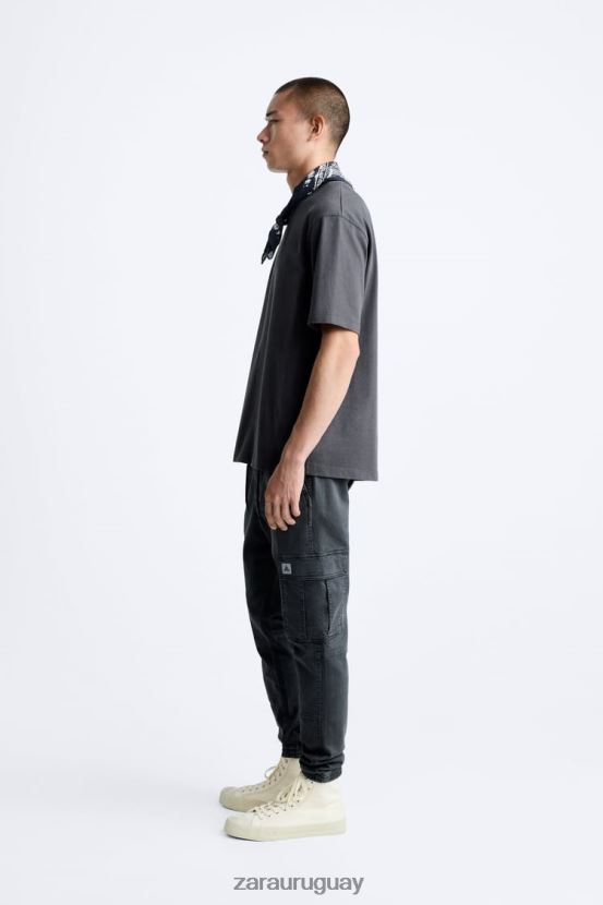 Zara pantalones cargo suaves hombres H6RHL2965 gris medio ropa