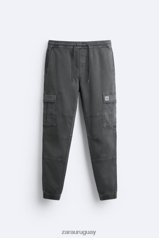 Zara pantalones cargo suaves hombres H6RHL2965 gris medio ropa