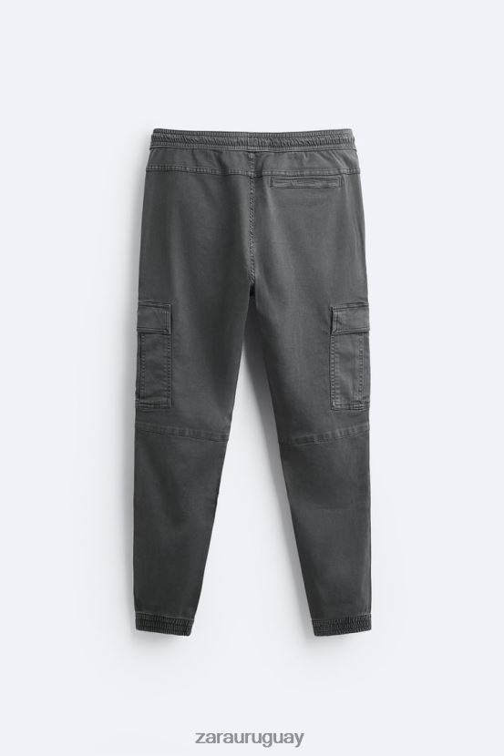 Zara pantalones cargo suaves hombres H6RHL2965 gris medio ropa