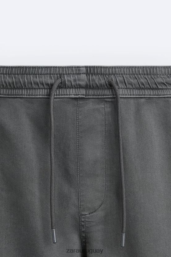 Zara pantalones cargo suaves hombres H6RHL2965 gris medio ropa