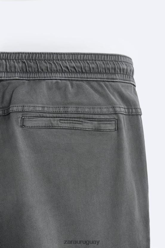 Zara pantalones cargo suaves hombres H6RHL2965 gris medio ropa