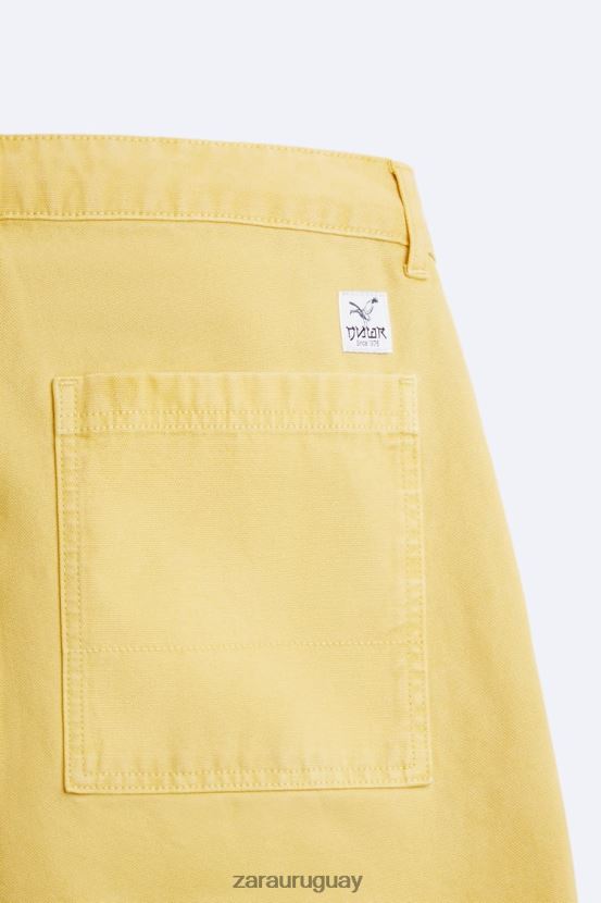 Zara pantalones con bolsillo de carpintero hombres H6RHL2954 amarillo ropa