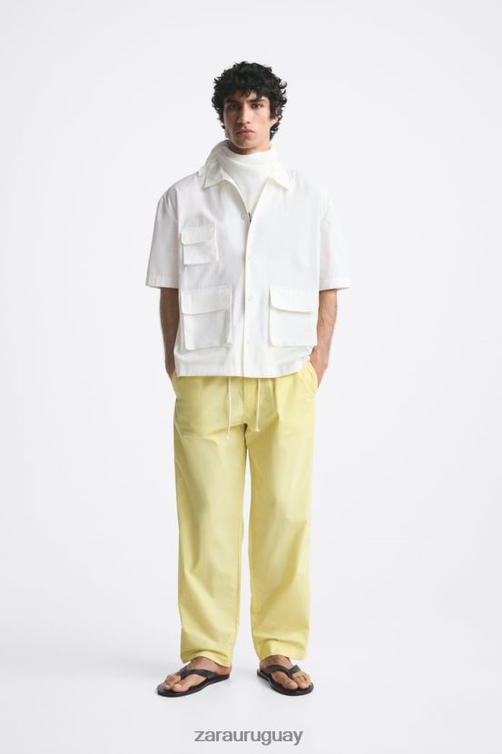 Zara pantalones de cintura jogging hombres H6RHL2962 verde lima ropa