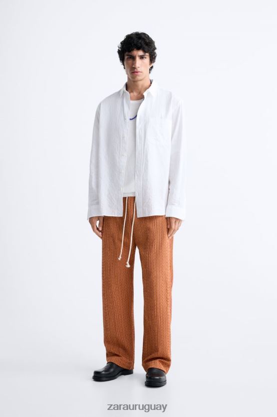 Zara pantalones de jacquard geométrico hombres H6RHL2961 crudo/amarillo ropa