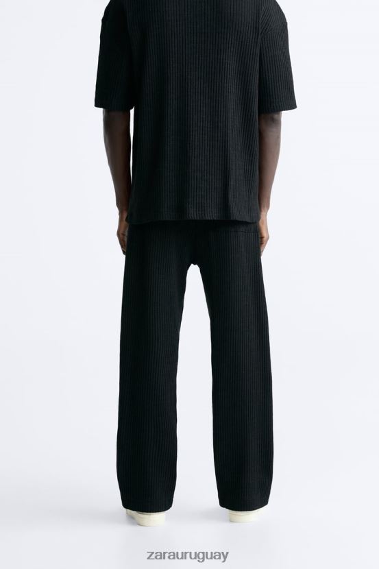 Zara pantalones jogging de canalé hombres H6RHL2963 negro ropa
