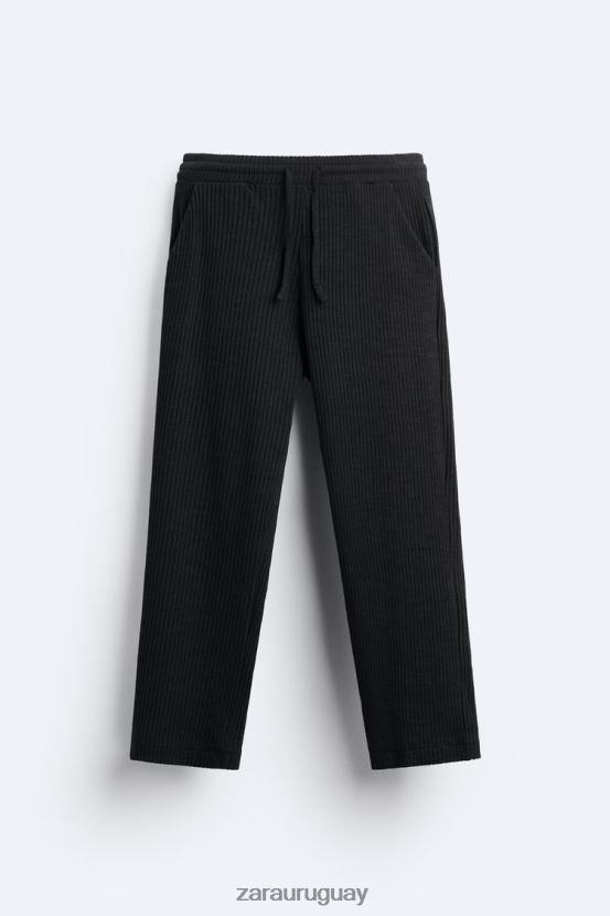 Zara pantalones jogging de canalé hombres H6RHL2963 negro ropa