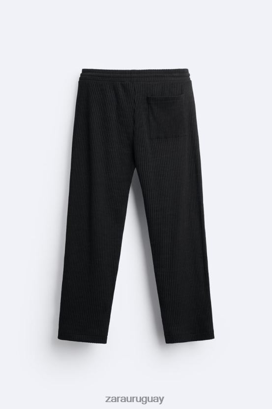 Zara pantalones jogging de canalé hombres H6RHL2963 negro ropa