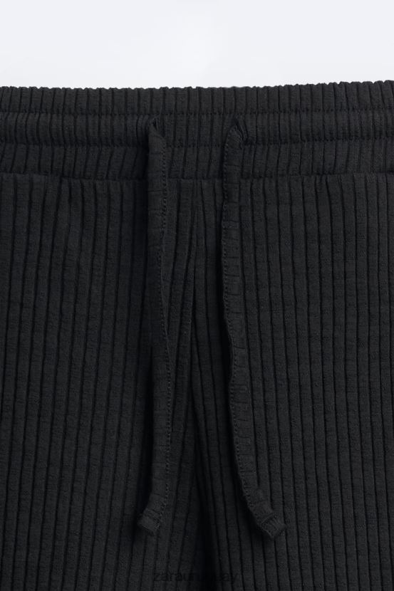 Zara pantalones jogging de canalé hombres H6RHL2963 negro ropa