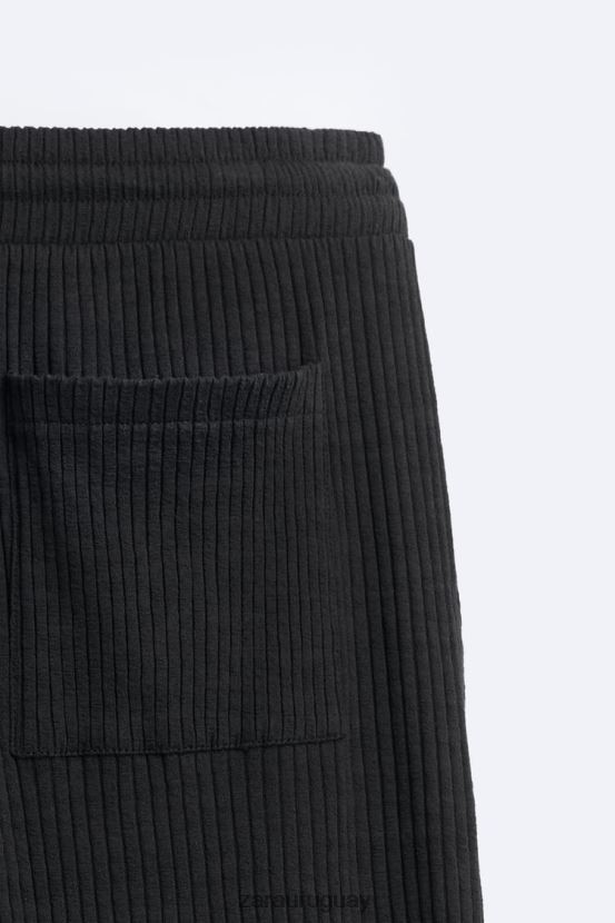 Zara pantalones jogging de canalé hombres H6RHL2963 negro ropa
