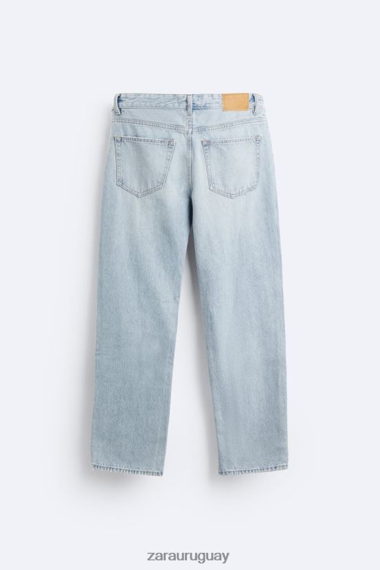 Zara jeans rectos rotos hombres H6RHL21090 azul medio ropa