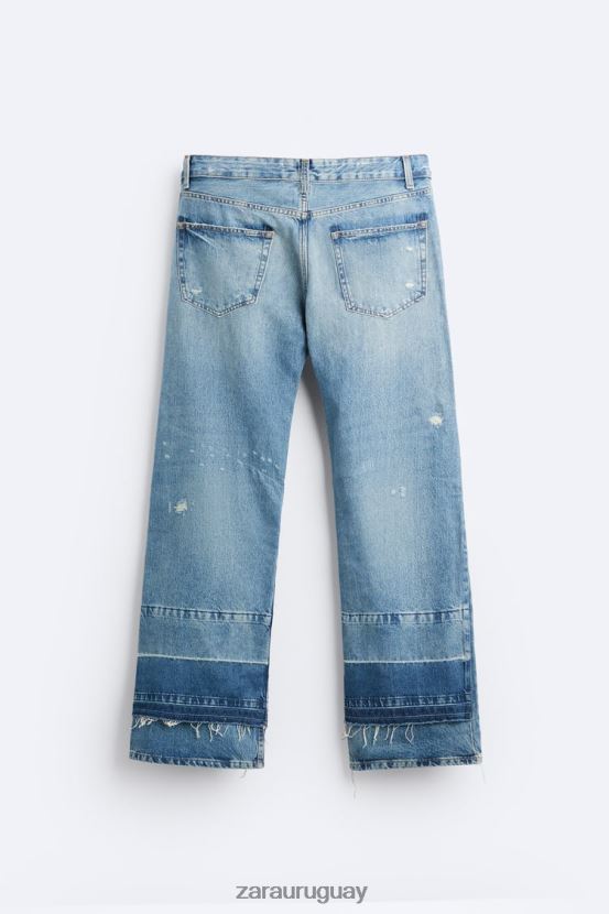 Zara jeans rotos relajados hombres H6RHL21092 azul medio ropa