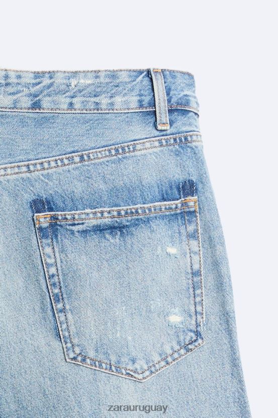 Zara jeans rotos relajados hombres H6RHL21092 azul medio ropa