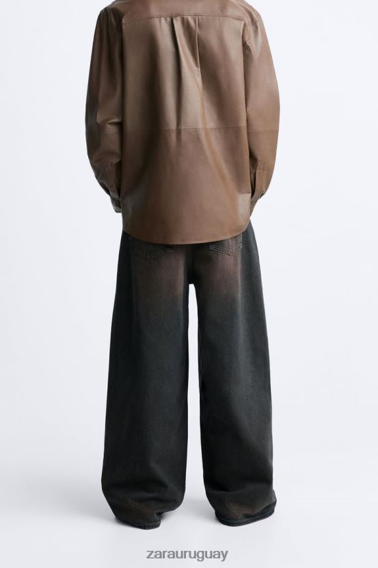 Zara vaqueros anchos hombres H6RHL21100 marron oscuro ropa