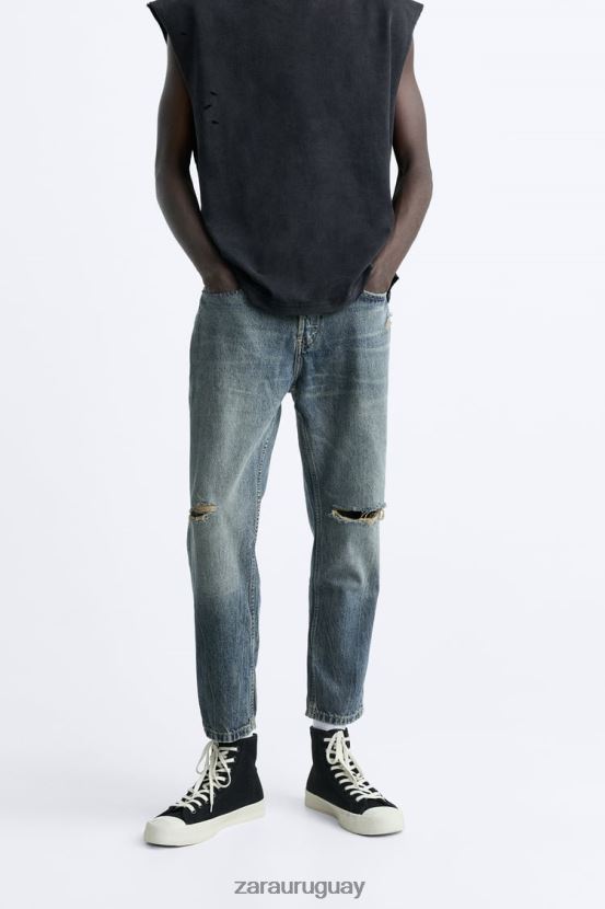 Zara vaqueros capri ajustados hombres H6RHL21091 azul ropa