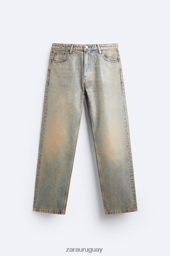 Zara vaqueros con efecto metalizado hombres H6RHL21099 azul ropa